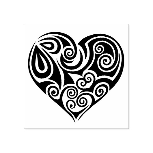 2" x 2" Briefmarke aus Kautschuk - Herz Gummistempel (Prägung)