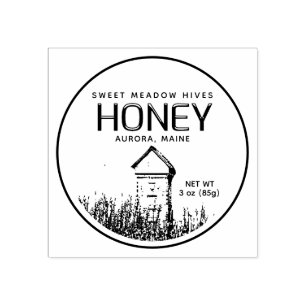2 x 2" Honey Label Gummi Briefmarke Hib and Bienen Gummistempel