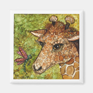 2 x 2 Zoll MAGNET BABY GIRAFFE & DRAGONFLY