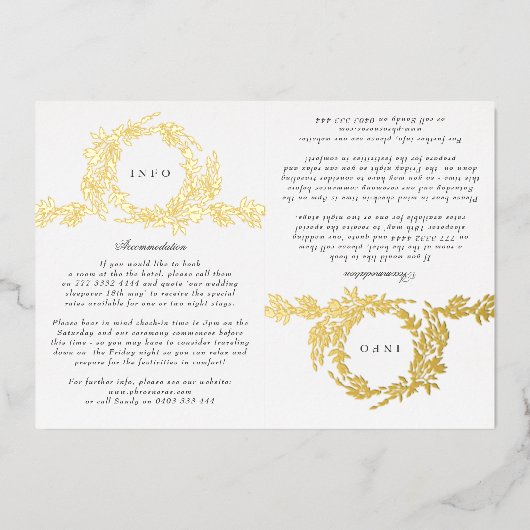 2 X DETAILS Monogram Wappen Classic Elegante Hochz Folieneinladung (Vorderseite)