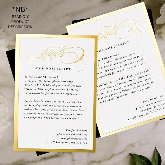 2 X DIY Gold Details Formrahmen Hochzeit Folieneinladung