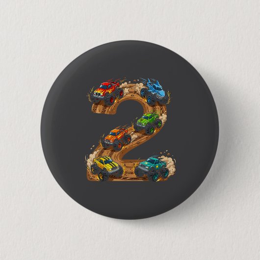 2 Year Old Monster Truck Boy Toddler 2nd Birthday  Button (Vorderseite)