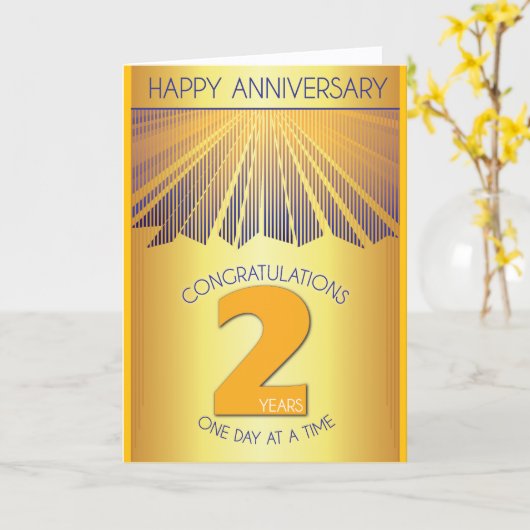 2 Year Sober Anniversary | Golden Ray 12 Step Karte (Gelbe Blume)