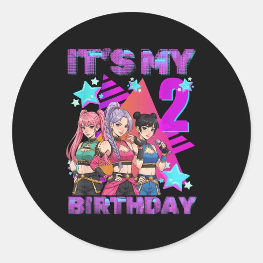 2 Years Old Birthday K P Kids 2nd Birthday Girls K Runder Aufkleber (Vorderseite)