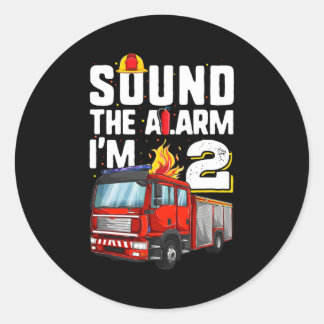 2 Years Old Firetruck Birthday Toddler Runder Aufkleber