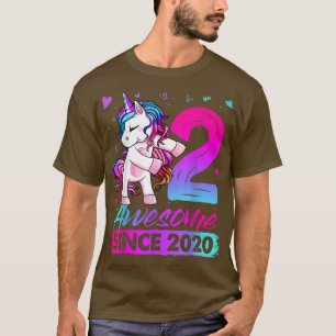 2 Years Old Unicorn Flossing 2nd Birthday Girl Uni T-Shirt