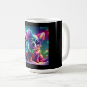 2 Young Chihuahua Pups In Colorful Christmas Scene Kaffeetasse (VorderseiteRechts)