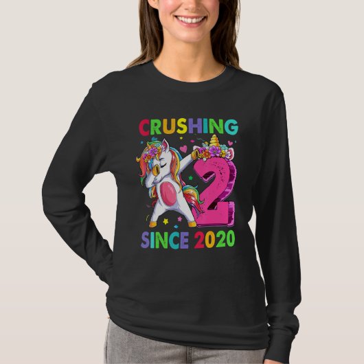 2 Zerkleinerung seit 2020 Dabbing Unicorn 2. Gebur T-Shirt (Vorderseite)