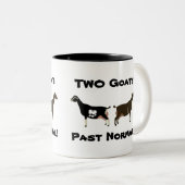 2 Ziegen Früher normal! - La Mancha Milchziegen Zweifarbige Tasse (VorderseiteRechts)