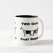 2 Ziegen Früher normal! - nigerianische Zwergziege Zweifarbige Tasse (VorderseiteRechts)
