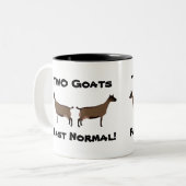 2 Ziegen Früher normal! - Oberhasli Milchziegen Zweifarbige Tasse (Vorderseite Links)