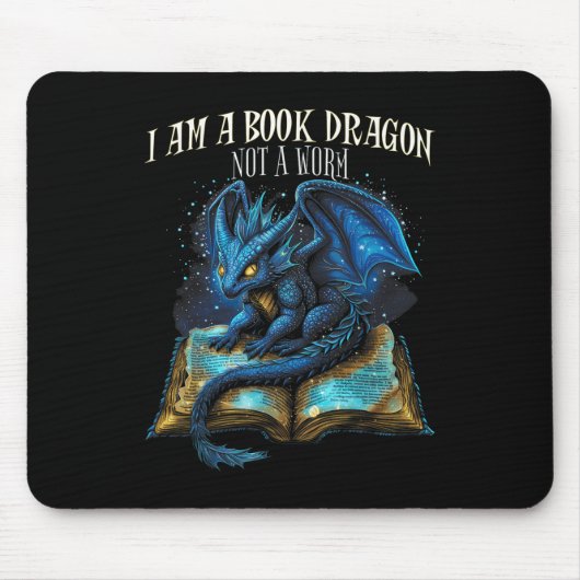 #2 Zitat: Ich bin Buchdrache kein Worm Rea Mousepad (Vorne)