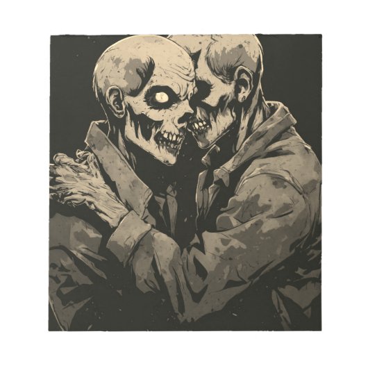 2 Zombies umarmen einander Notizblock (Vorderseite)