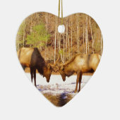 2~ zwei Bull Elk im Schnee Keramik Ornament (Rechts)