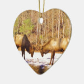 2~ zwei Bull Elk im Schnee Keramik Ornament (Links)