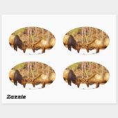2~ zwei Bull Elk im Schnee Ovaler Aufkleber (Blatt)