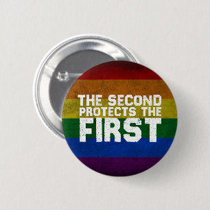 2A Zweite schützt die erste Free Speech Gun LGBT Button