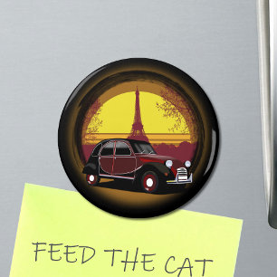 2CV Deux Chevaux Charleston Paris Eiffel Tower Sun Magnet