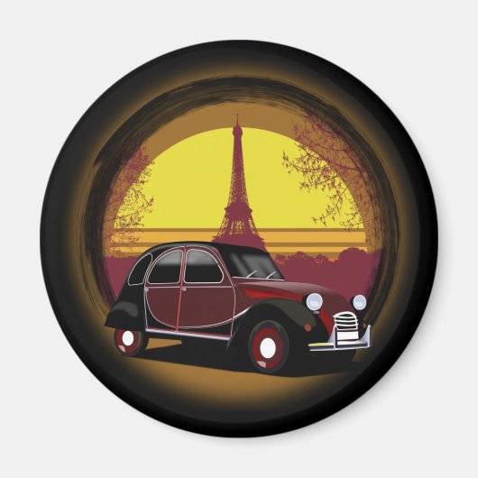 2CV Deux Chevaux Charleston Paris Eiffel Tower Sun Magnet (Vorne)
