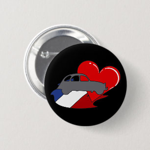 2CV Deux Chevaux Französische Flagge und rotes Her Button