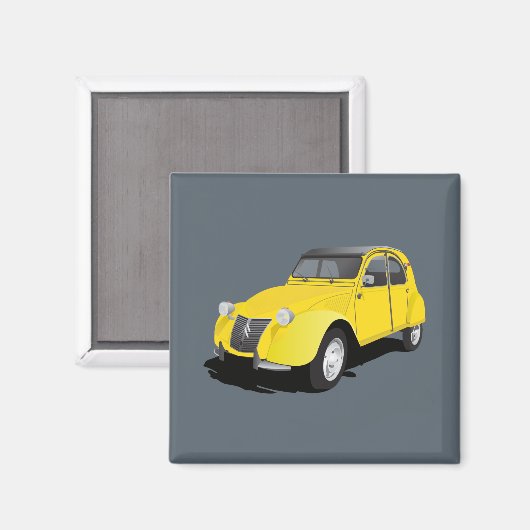 2CV (deux chevaux) gelb Magnet (Vorderseite/Rückseite)