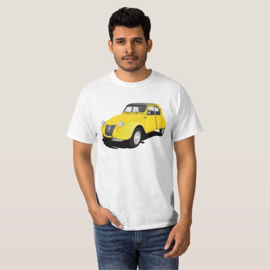 2CV (deux chevaux) gelb T-Shirt (Vorne ganz)