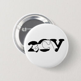 2CV Deux Chevaux Oldtimer Silhouette Typografie Button