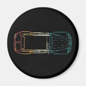 2cv Deux Chevaux Rainbow Blueprint Magnet (Vorne)