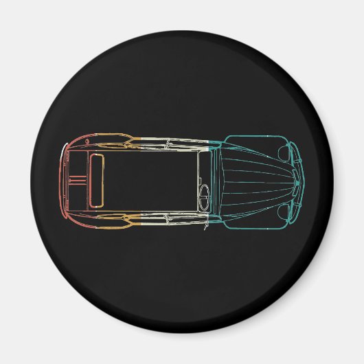 2cv Deux Chevaux Rainbow Blueprint Magnet (Vorne)
