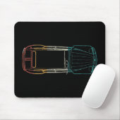 2cv Deux Chevaux Rainbow Blueprint Mousepad (Mit Mouse)