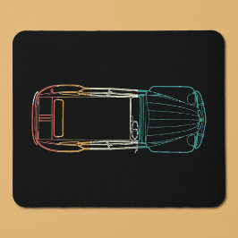 2cv Deux Chevaux Rainbow Blueprint Mousepad
