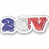 2CV Deux Chevaux Red White Blue Aufkleber (Vorderseite)