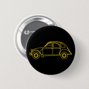 2CV Deux Chevaux Yellow Blueprint Button