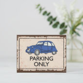 2CV Parking Only Postkarte (Stehend Vorderseite)
