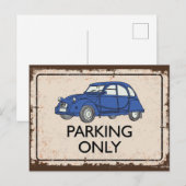 2CV Parking Only Postkarte (Vorne/Hinten)
