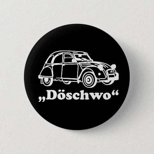 2CV Schweiz Döschwo White Oldtimer Blueprint Button (Vorderseite)