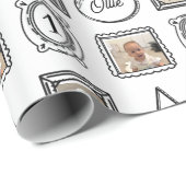 2D-Comic-Style-Bilderrahmen-Geburtstag Geschenkpapier (Rolleneckpunkt)
