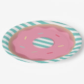 2D Donut und Streifen Geburtstagsparty Pappteller (Schrägansicht)