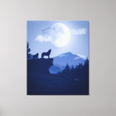 2D Howling Wolfslandschaft Leinwanddruck (Vorderseite)