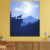 2D Howling Wolfslandschaft Leinwanddruck (Insitu (Wohnzimmer))