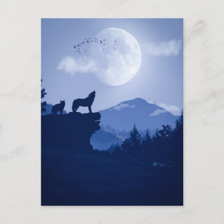 2D Howling Wolfslandschaft Postkarte