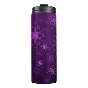 2D-Illustration. Abstrakte Schneeflocken. Heiliger Thermosbecher
