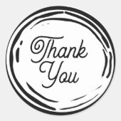 2D Party Black and White Vielen Dank Runder Aufkleber (Vorderseite)