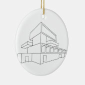 2D Perspektivenzeichnen eines Hauses Keramik Ornament (Rechts)