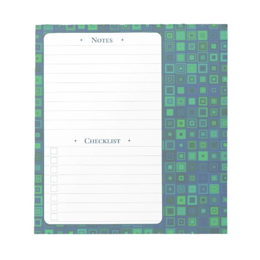 2D-Quadrate | Daily Notes and Checklist Notepad Notizblock (Vorderseite)