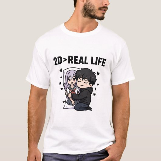 2D > reales Leben T-Shirt (Vorderseite)