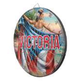 2D Retro Colorful Lettering Puerto Rican Latina Dartscheibe (Vorderseite rechts)