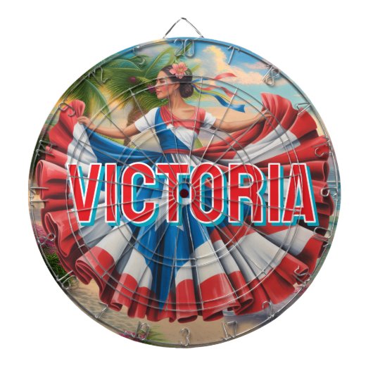 2D Retro Colorful Lettering Puerto Rican Latina Dartscheibe (vorne)