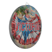 2D Retro Colorful Lettering Puerto Rican Latina Dartscheibe (Vorderseite Links)