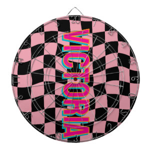 2D Retro-farbige Beschriftung Name Pink Schwarz Dartscheibe
